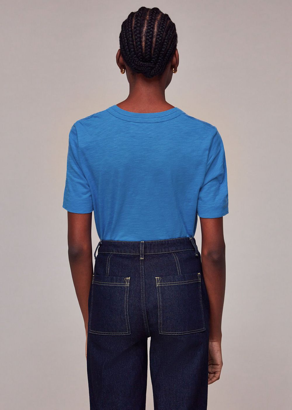 Whistles Rosa Double Trim T-Shirt Blue | US-06231EYRK