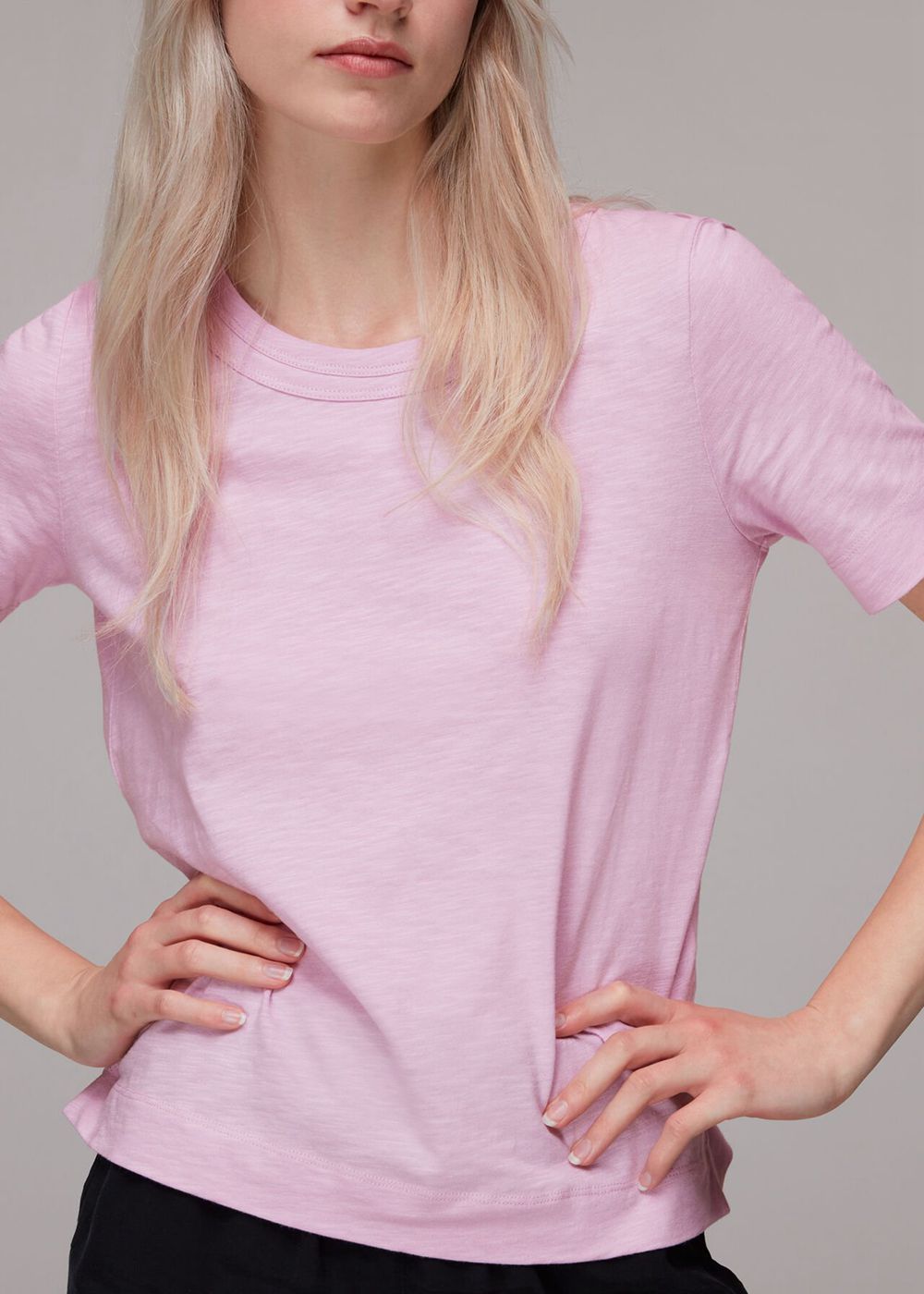 Whistles Rosa Double Trim T-Shirt Purple | US-52047BDHX