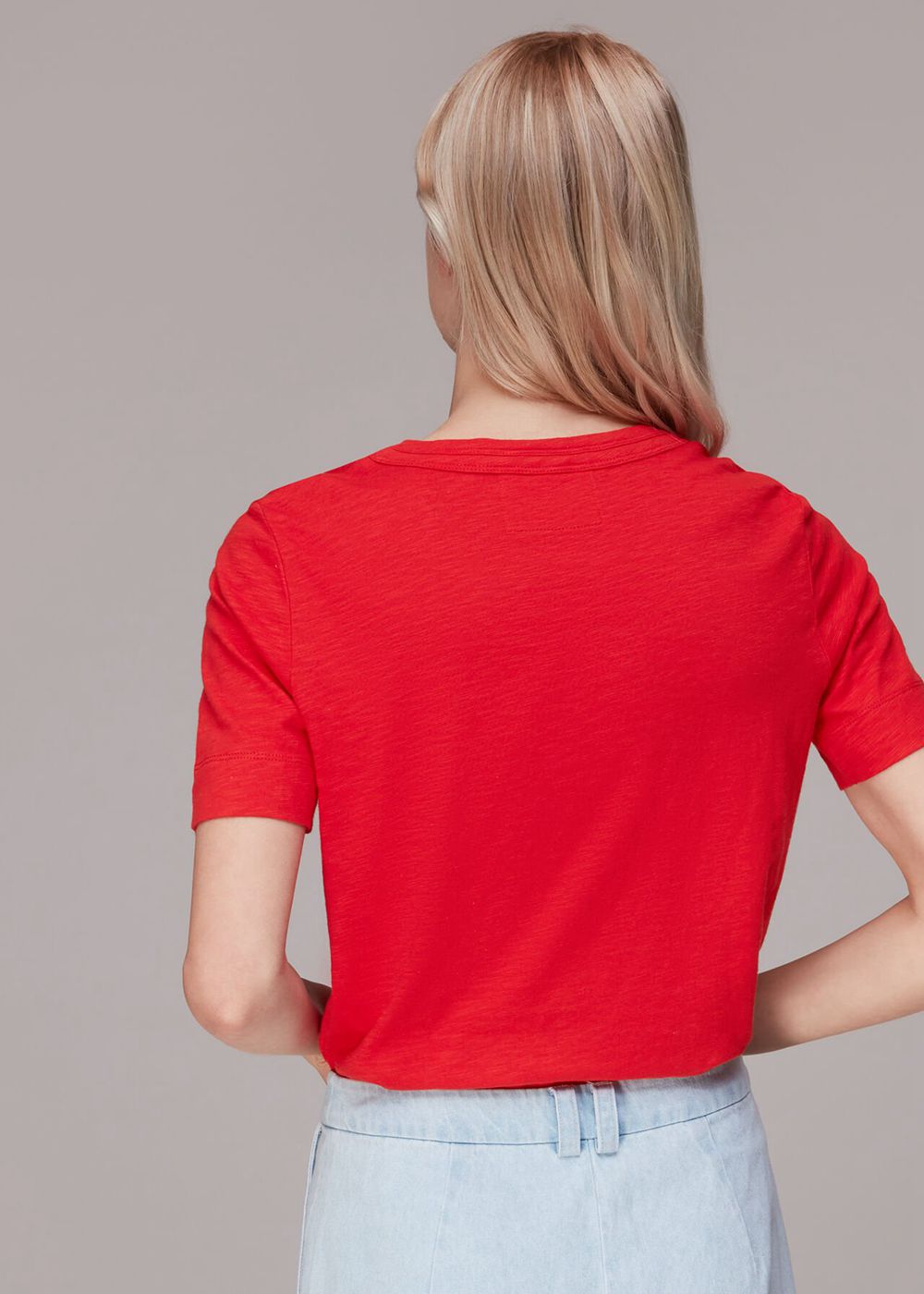 Whistles Rosa Double Trim T-Shirt Red | US-74810QVOT