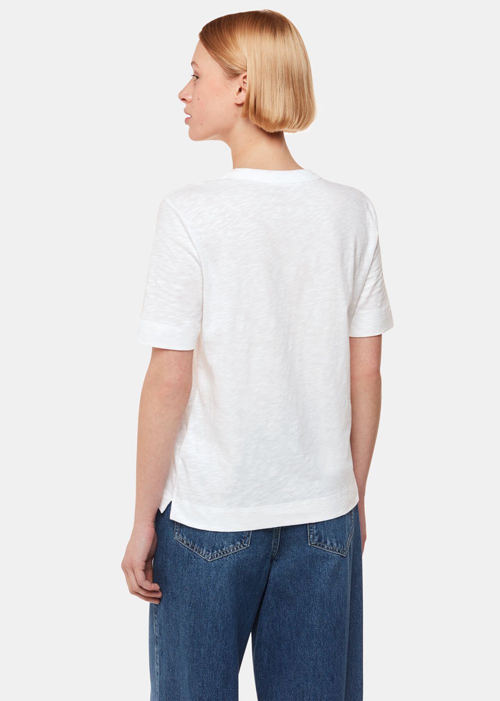 Whistles Rosa Double Trim T-Shirt White | US-81297NFWI