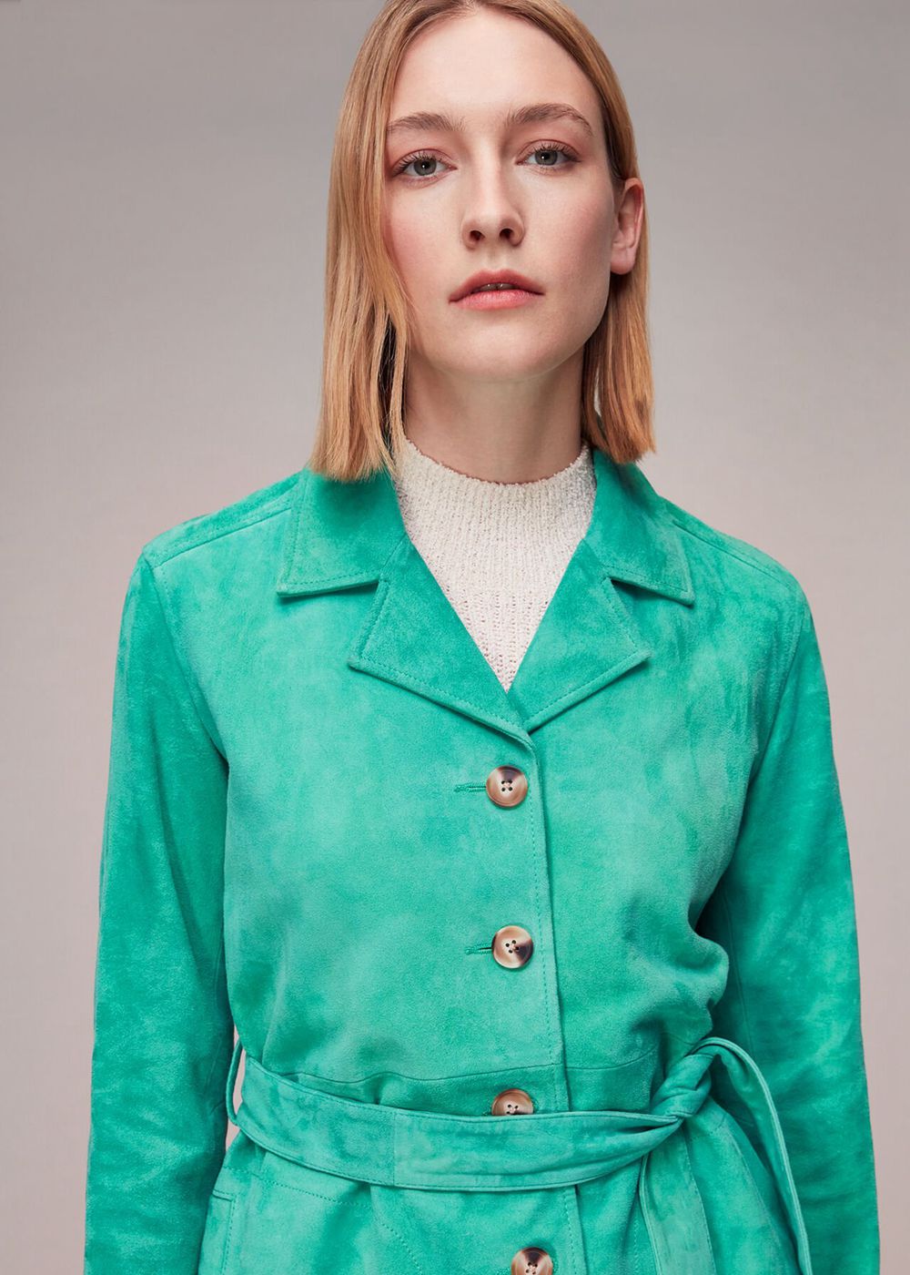 Whistles Rosa Suede Overshirt Jacket Green | US-02843QSLG