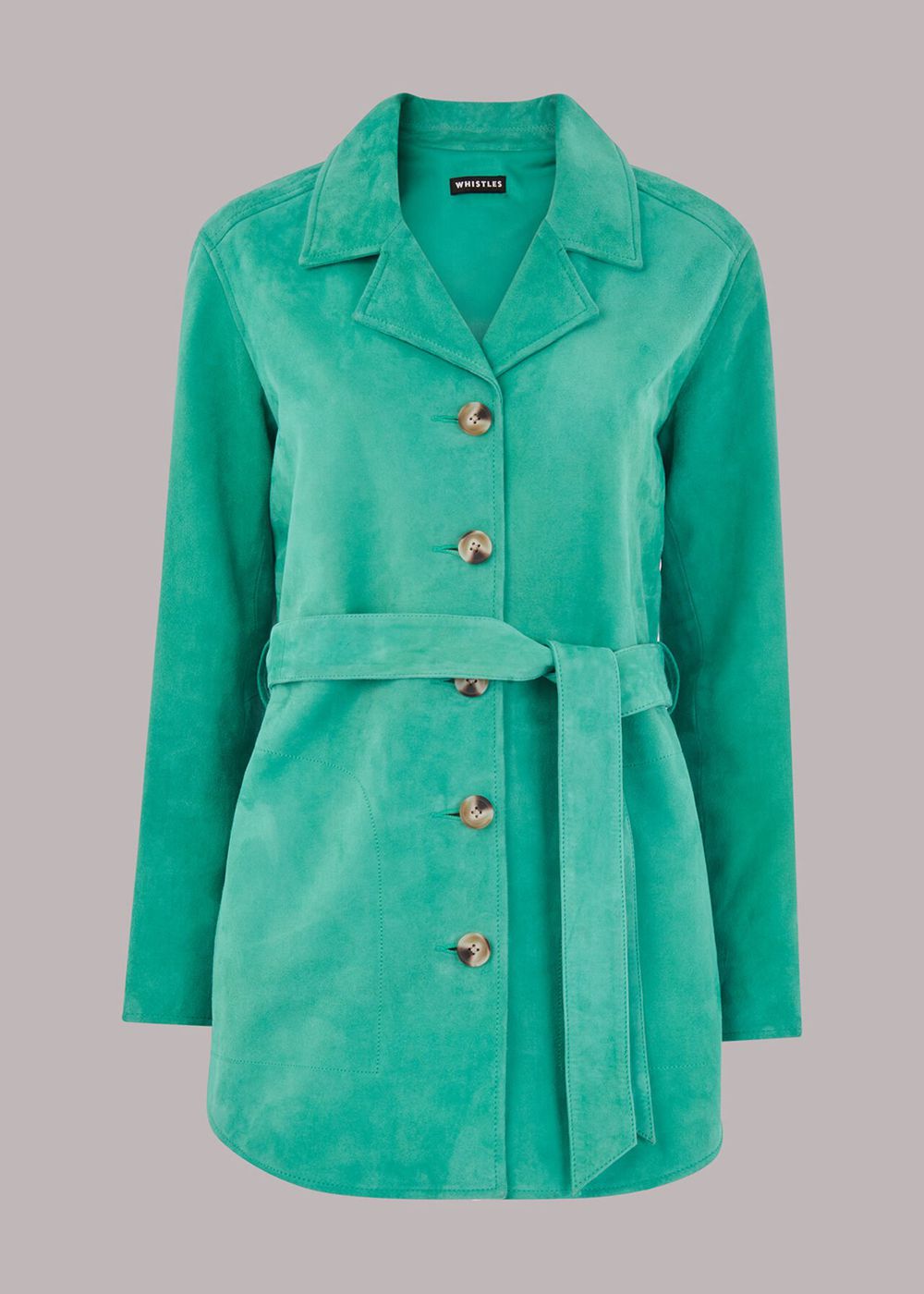 Whistles Rosa Suede Overshirt Jacket Green | US-02843QSLG