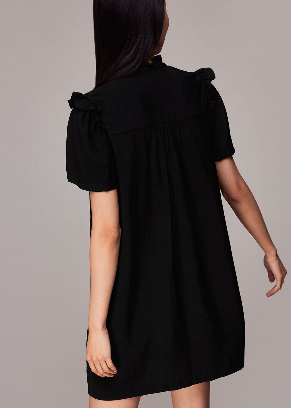 Whistles Rosalie Button Through Dress Black | US-10854FWSH