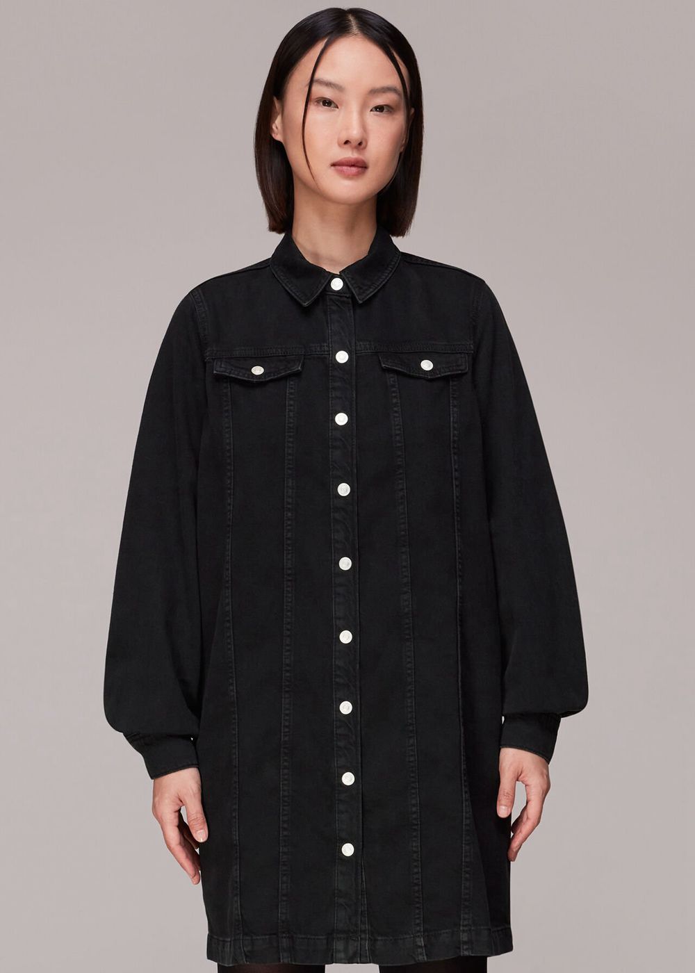 Whistles Rosanna Denim Dress Black | US-31275DFRX