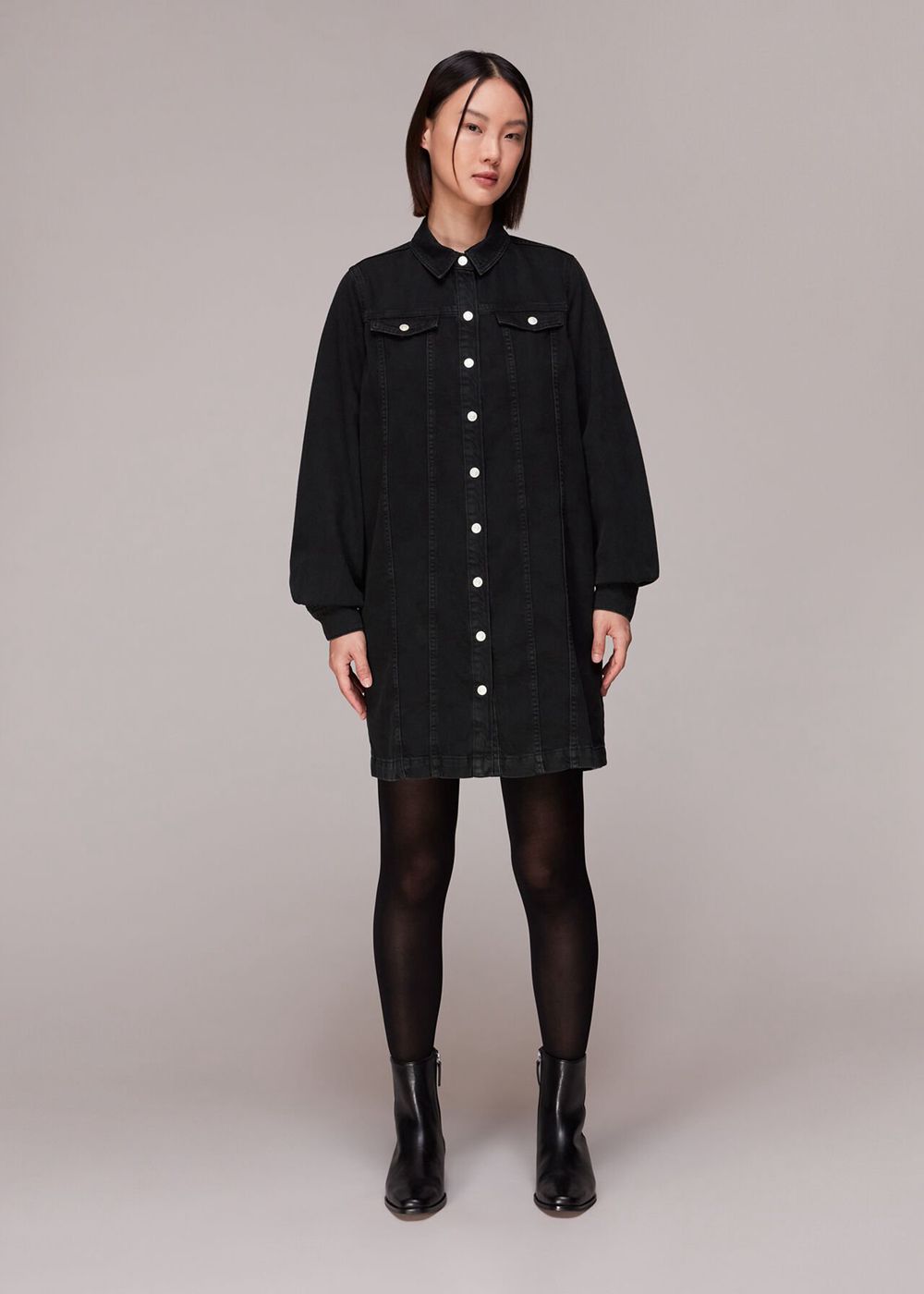 Whistles Rosanna Denim Dress Black | US-31275DFRX