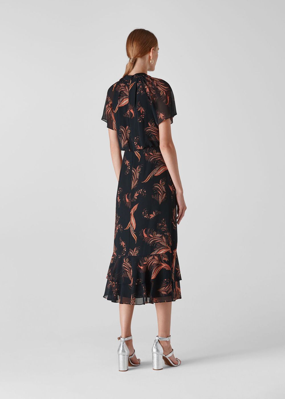 Whistles Rose Paisley Leaf Dress Black / Multicolor | US-51364VJZR