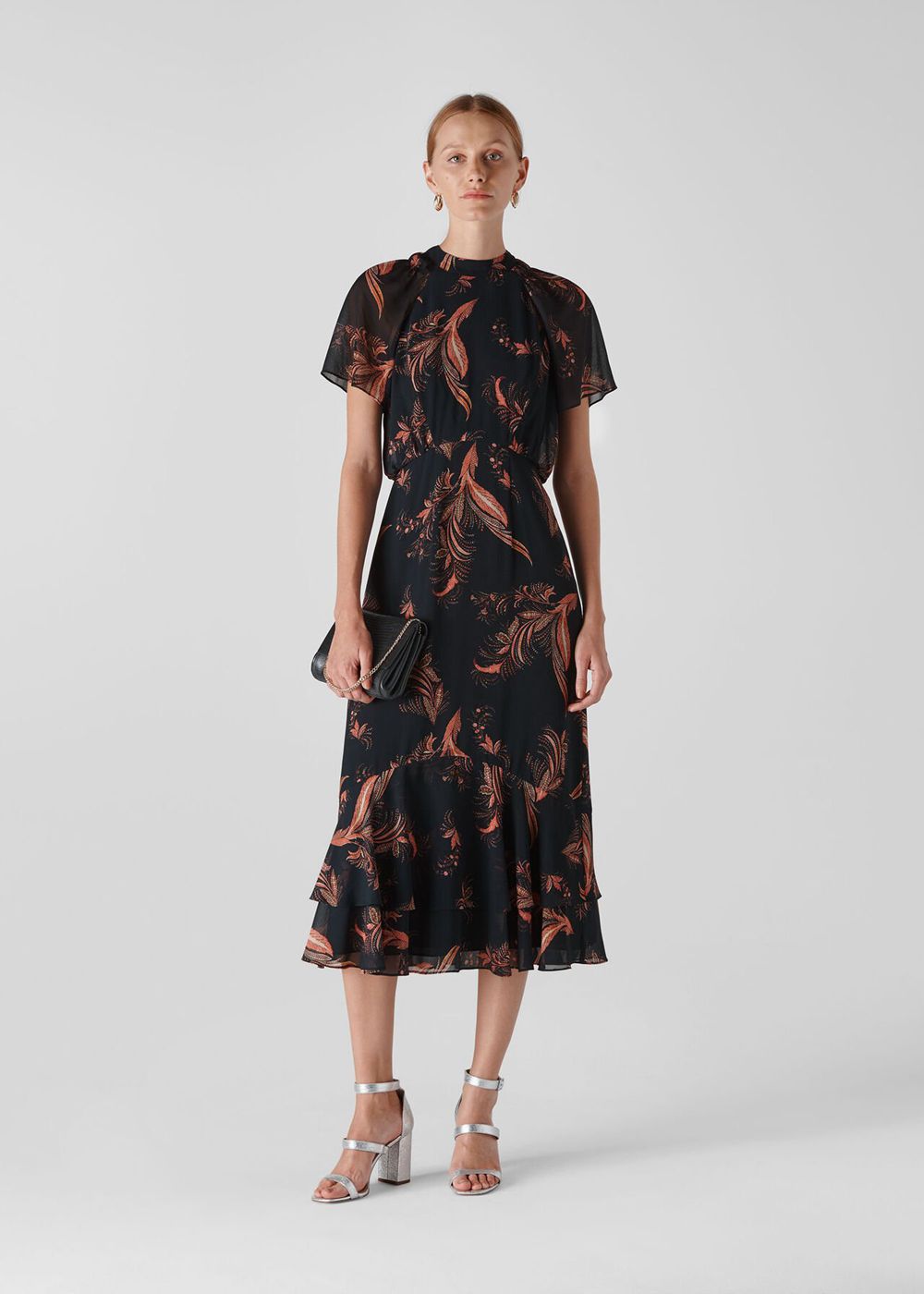 Whistles Rose Paisley Leaf Dress Black / Multicolor | US-51364VJZR