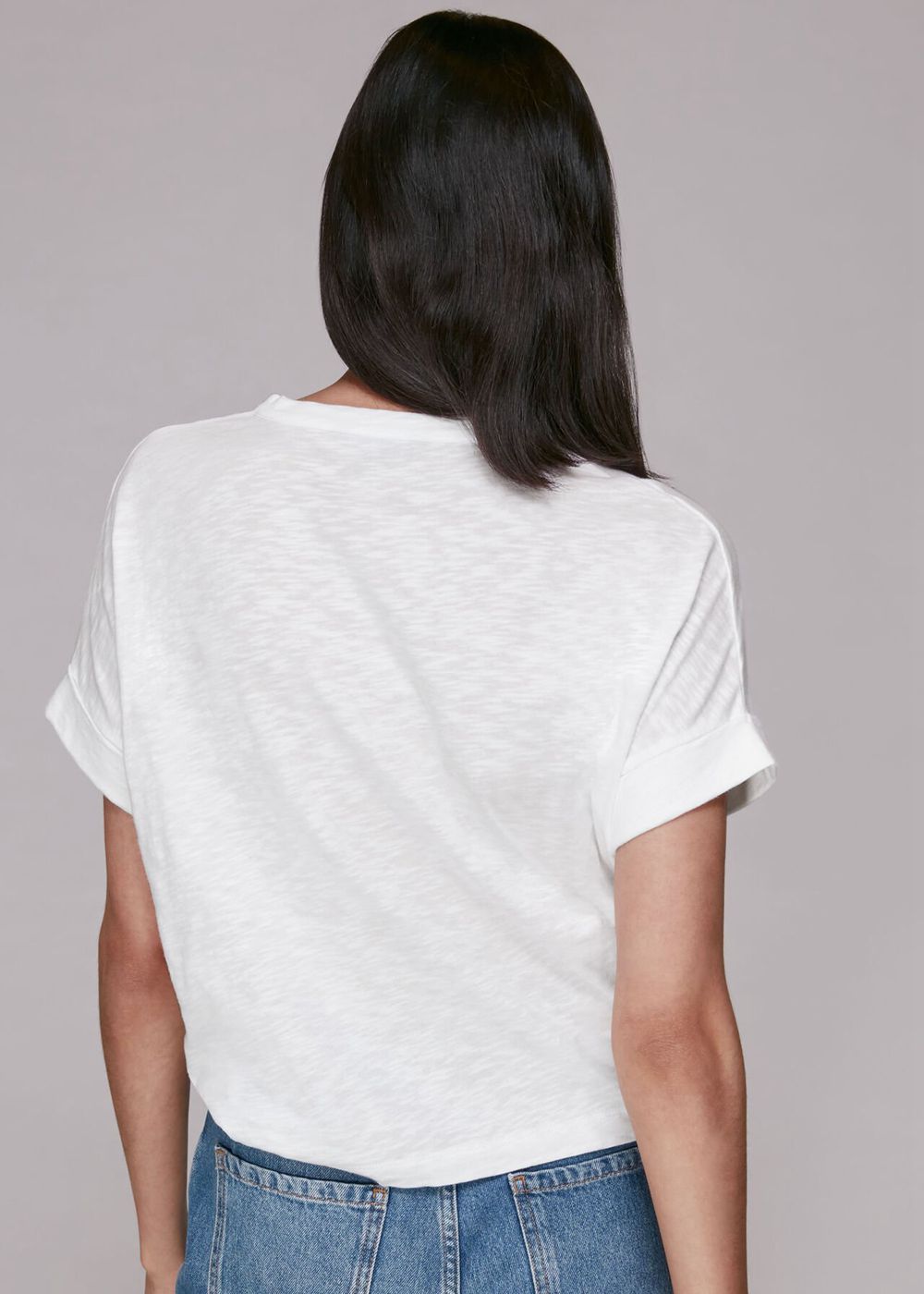 Whistles Round Neck Tie Front T-Shirt White | US-67045VGUF