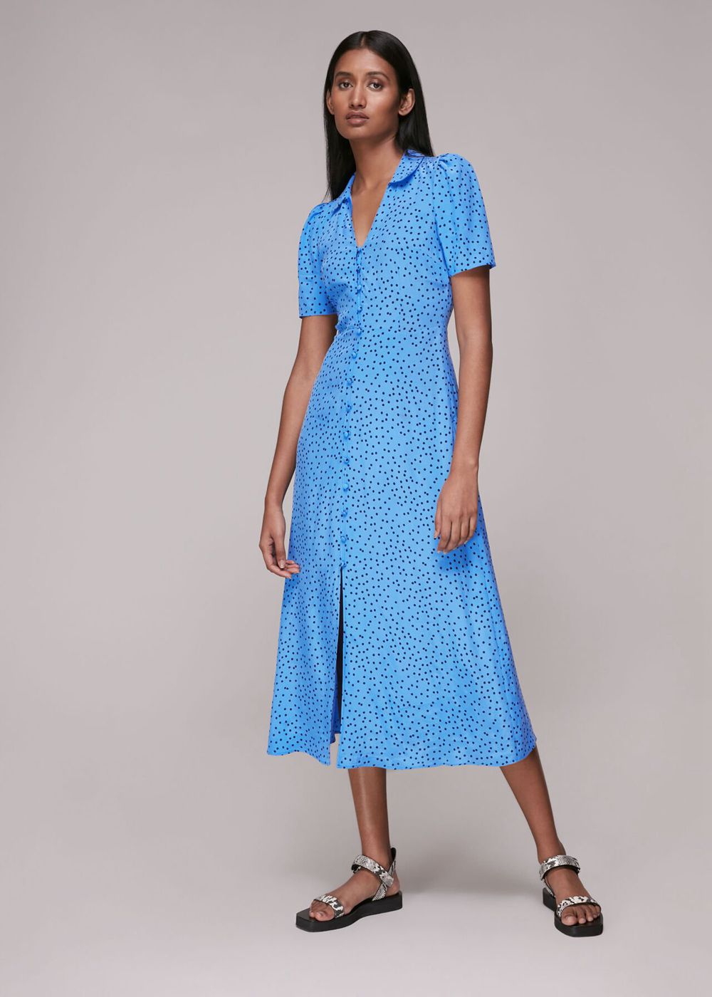 Whistles Rowan Irregular Spot Dress Blue / Multicolor | US-48019OBVE