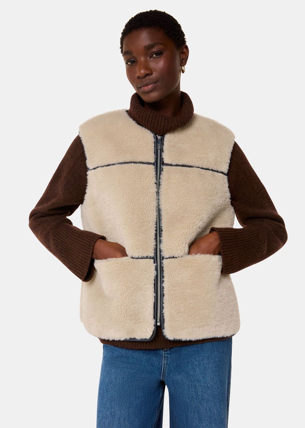 Whistles Rowena Faux Fur Vest Neutral | US-37508GYBJ