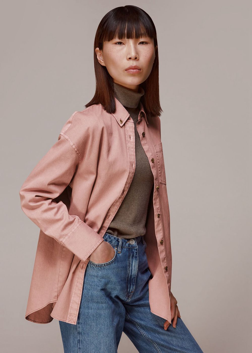 Whistles Ruby Denim Pocket Shirts Pink | US-81762DMKQ