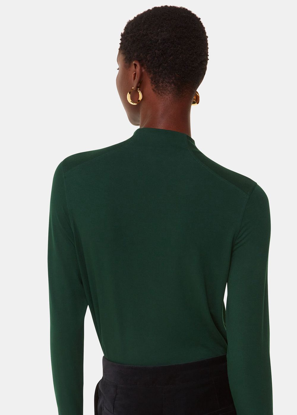 Whistles Ruched Front Detail Jersey Top Dark Green | US-07841BJNK