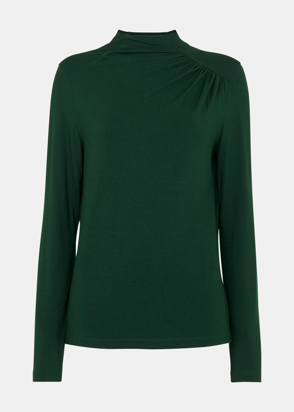 Whistles Ruched Front Detail Jersey Top Dark Green | US-07841BJNK