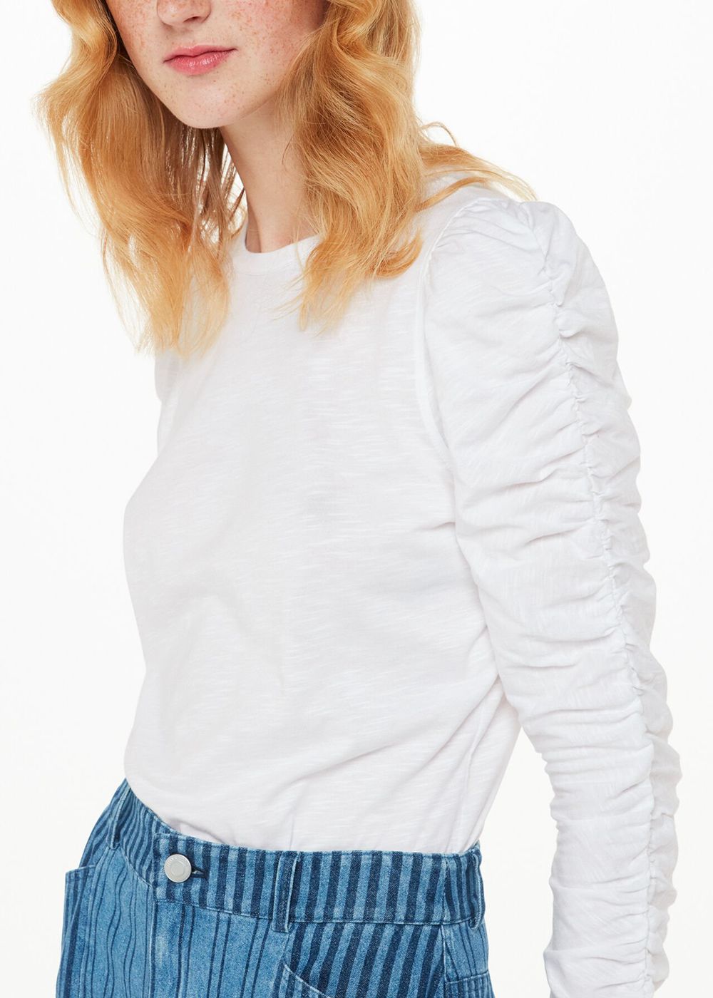 Whistles Ruched Sleeve Top White | US-17435VJXH