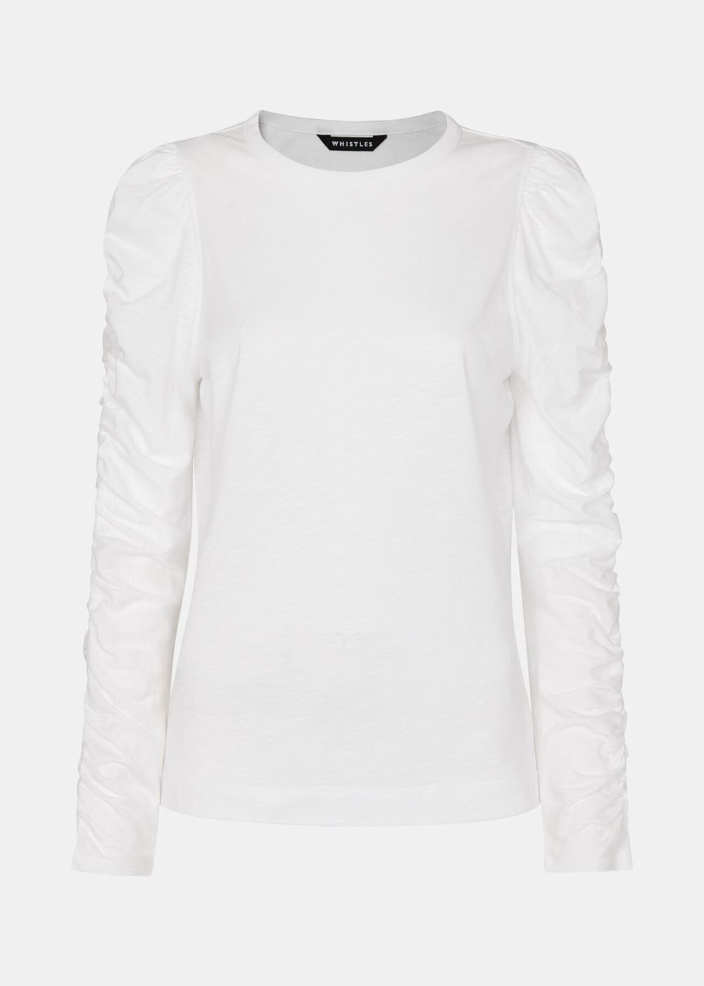 Whistles Ruched Sleeve Top White | US-17435VJXH