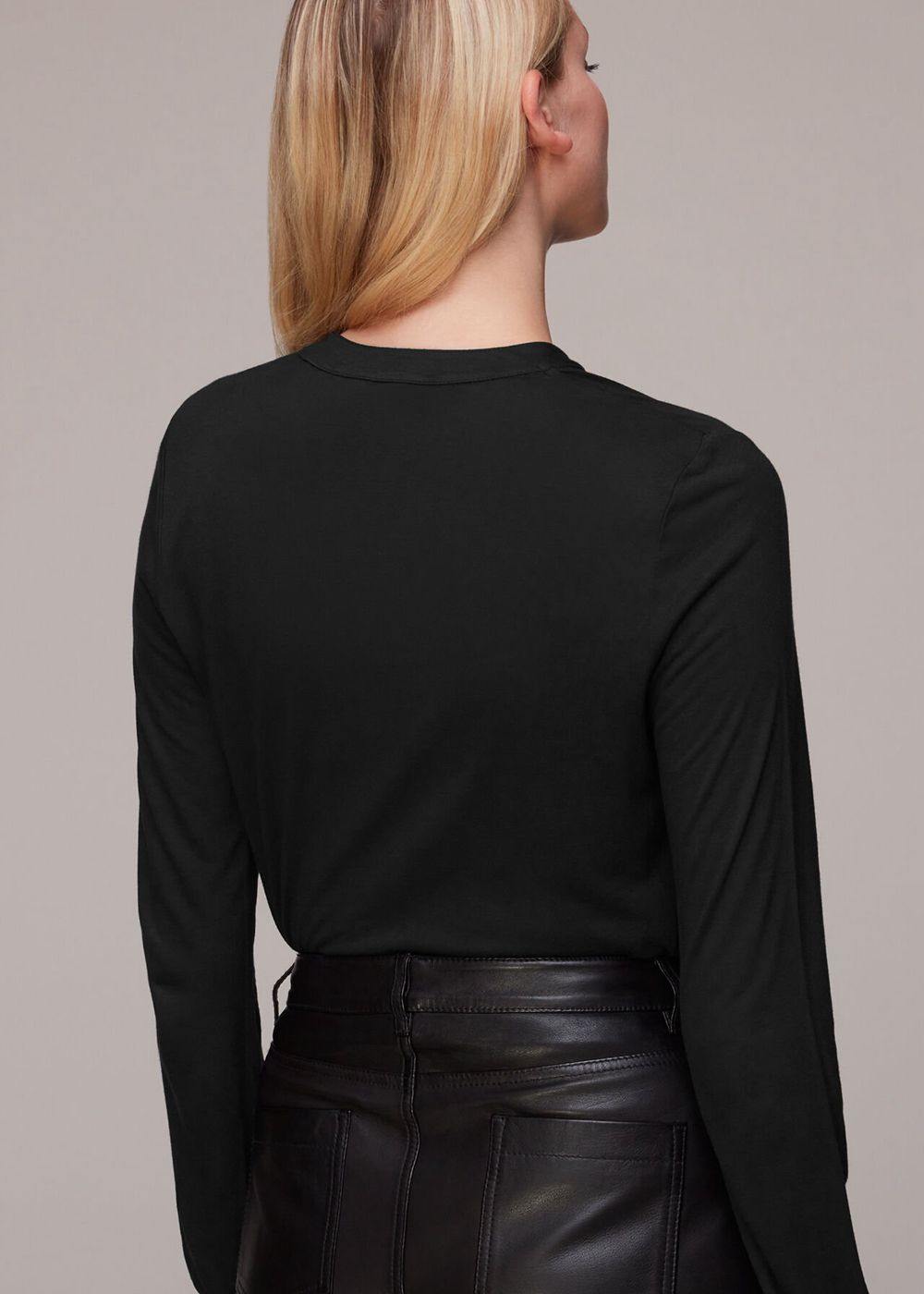 Whistles Ruched Zip Neck Top Black | US-75368ZIPB