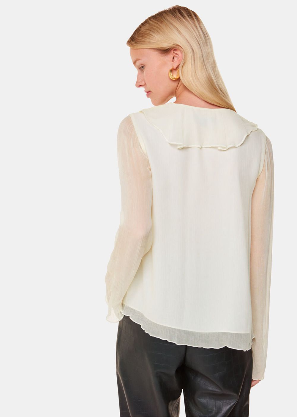 Whistles Ruffle Collar Detail Blouse White | US-34769FUAP