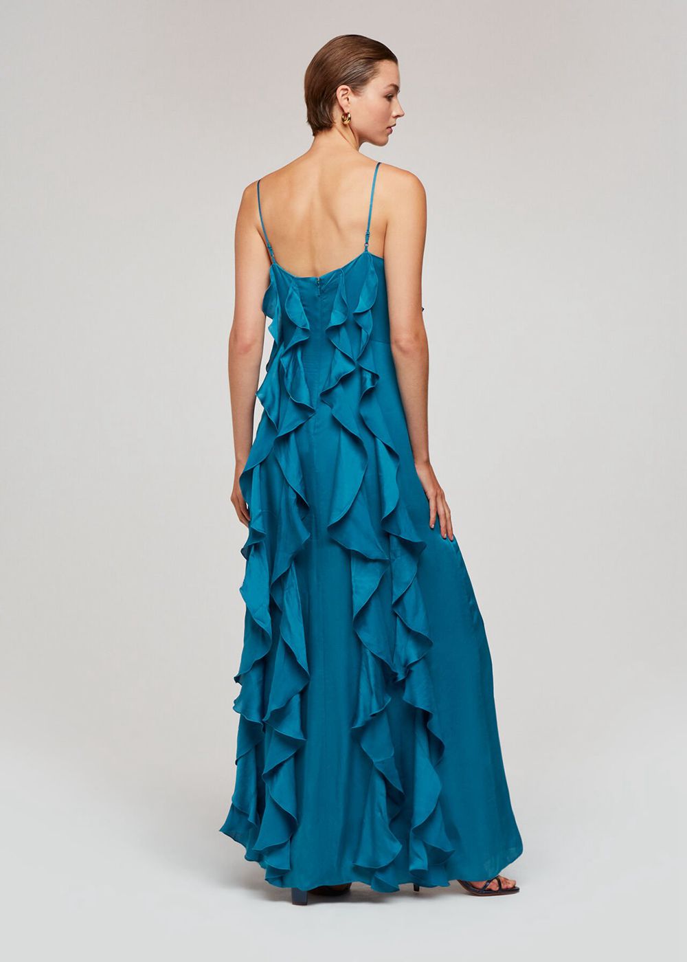 Whistles Ruffle Maxi Dress Blue | US-35912PWSF