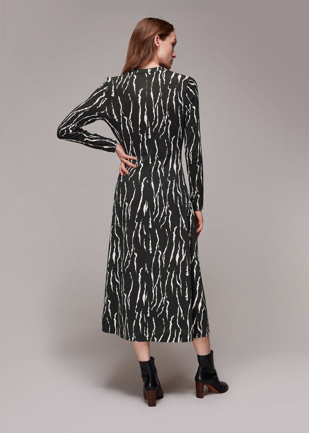 Whistles Rumi Tiger Print Jersey Dress Black / White | US-72569RNEJ