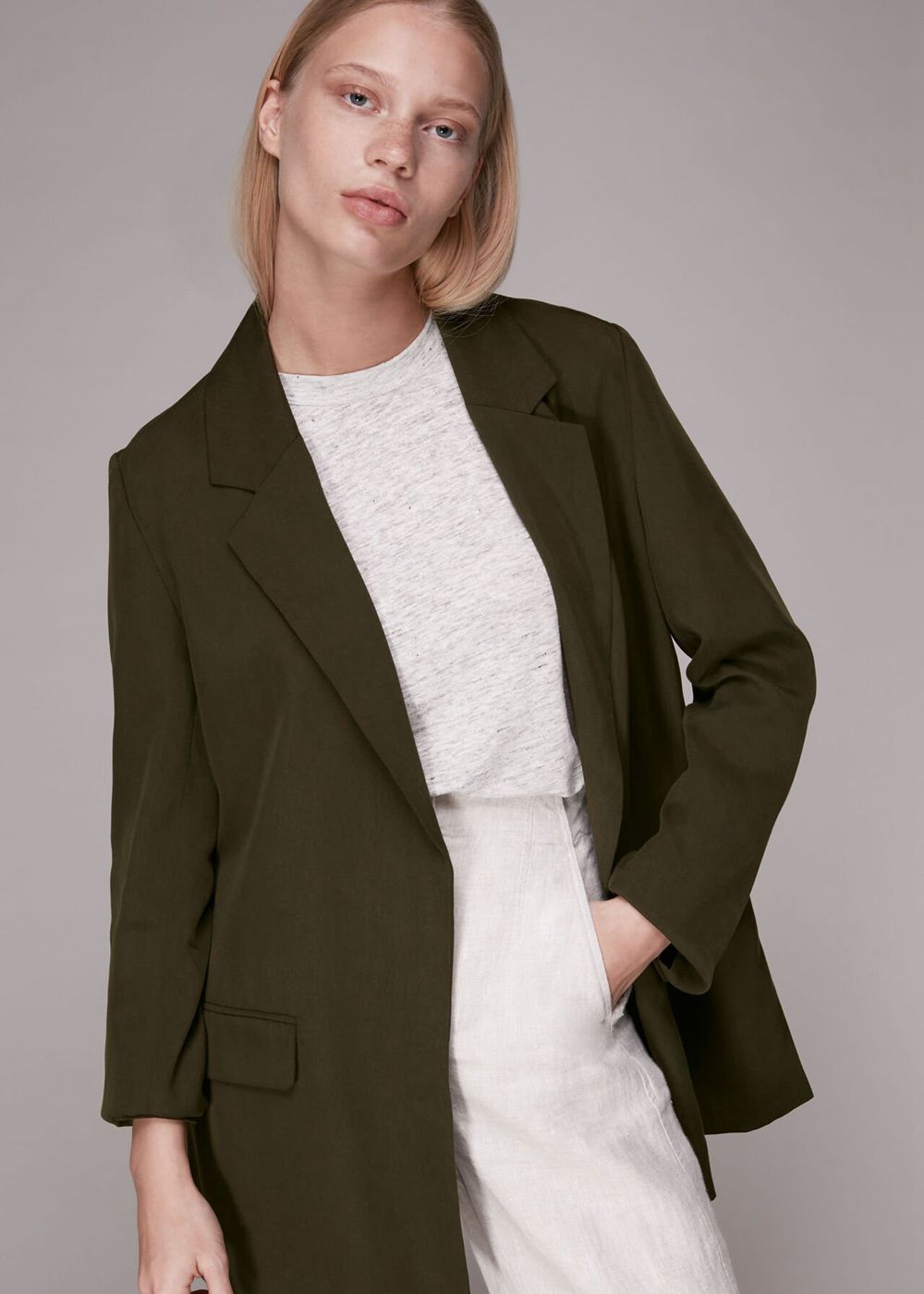 Whistles Rylee Relaxed Blazer Khaki | US-91028NZLV