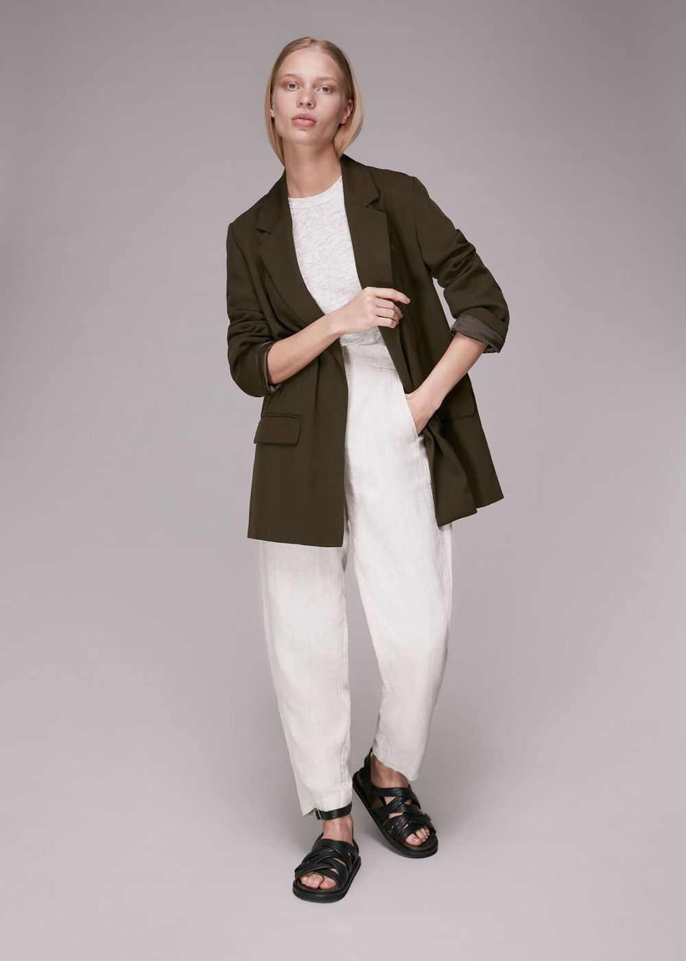 Whistles Rylee Relaxed Blazer Khaki | US-91028NZLV