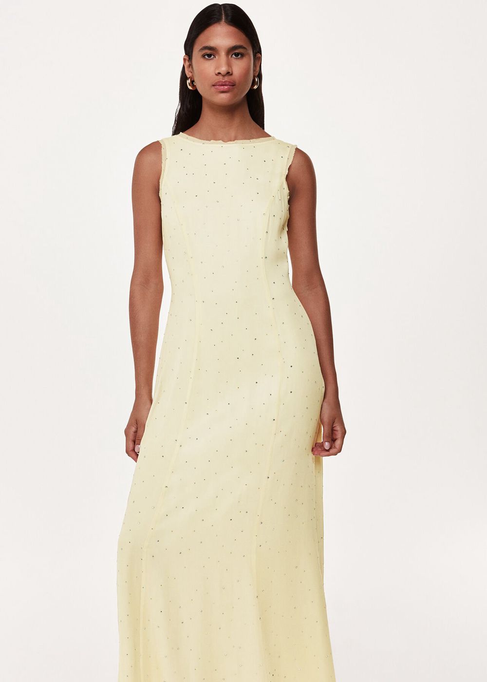 Whistles Sabine Diamante Dress Yellow | US-96530BOSH