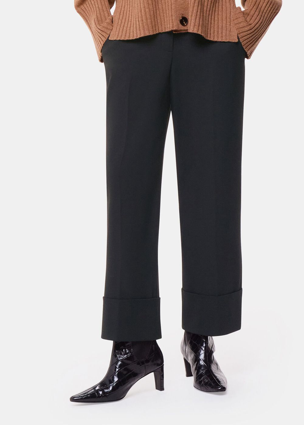 Whistles Sabrina Turn Up Pants Black | US-26349FBWI