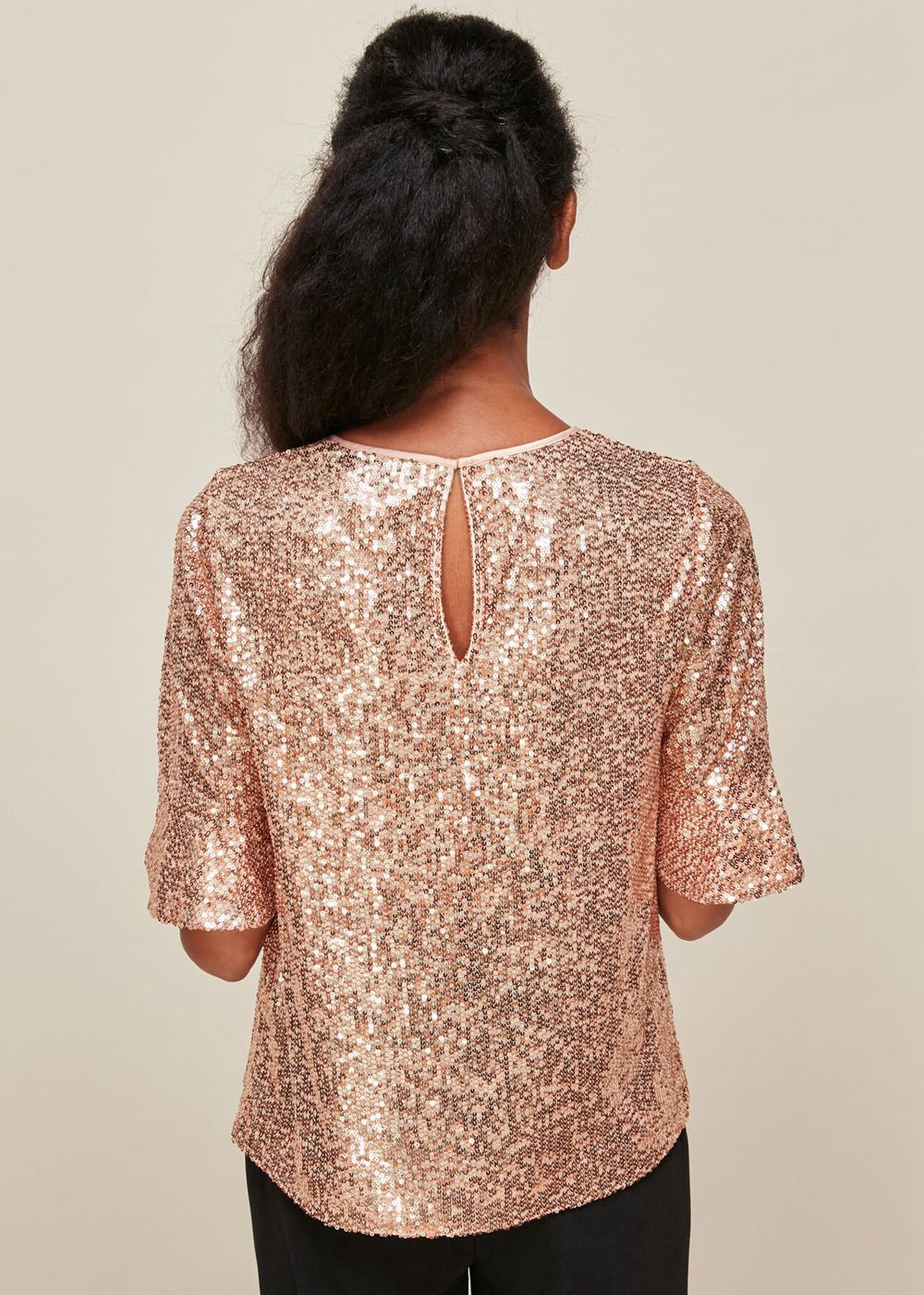 Whistles Sada Sequin Top Champagne | US-86751UWKL