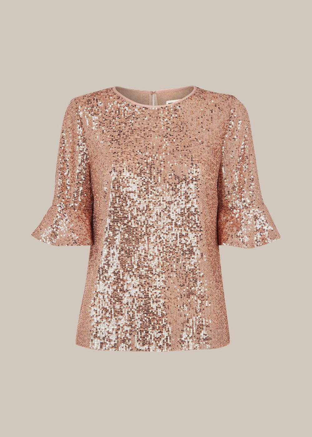 Whistles Sada Sequin Top Champagne | US-86751UWKL