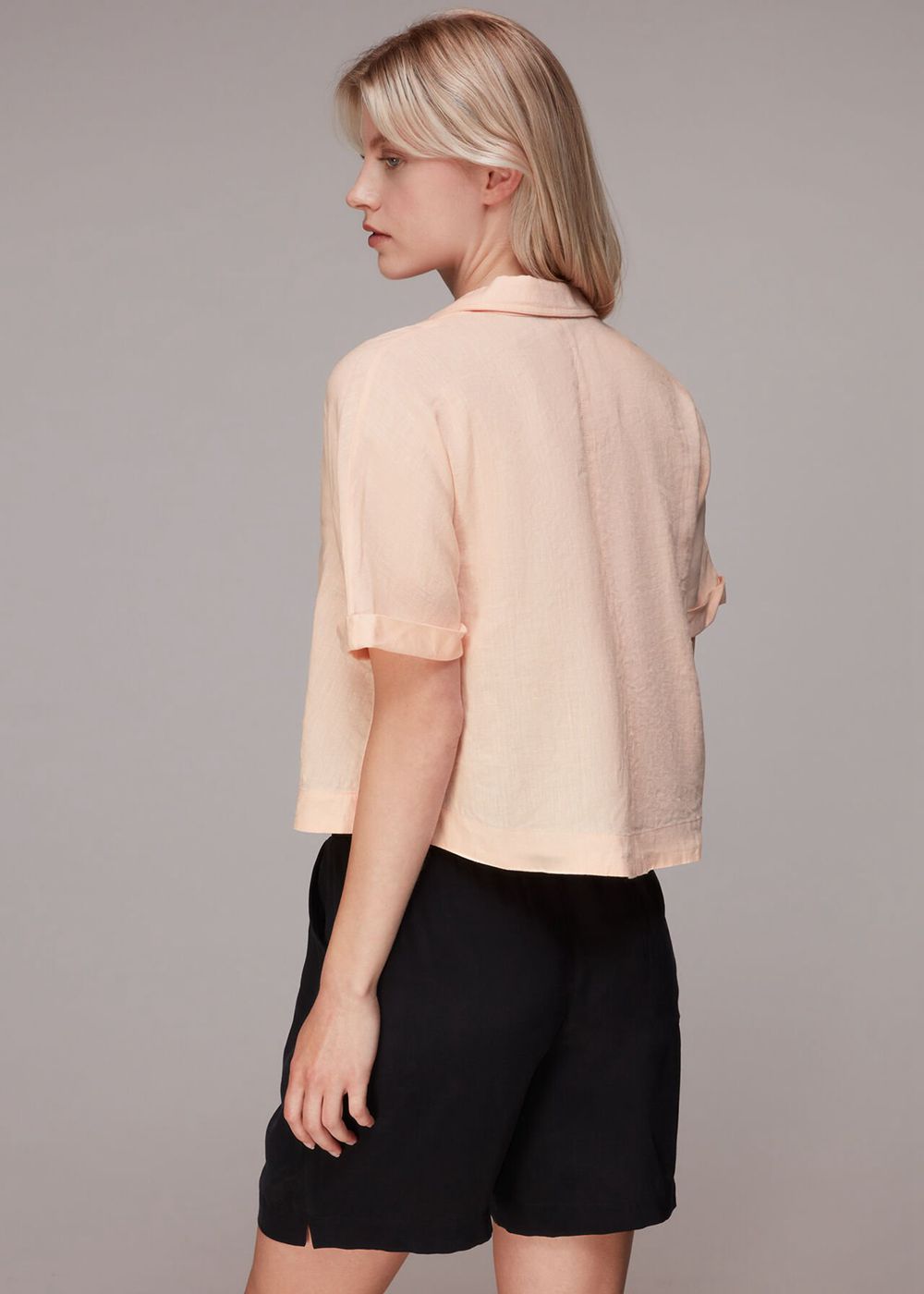 Whistles Sadie Linen Top Pink | US-72309ATYZ