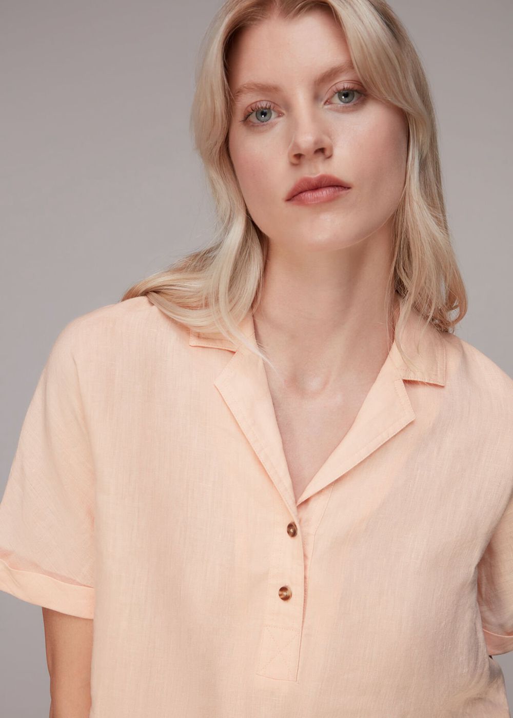 Whistles Sadie Linen Top Pink | US-72309ATYZ