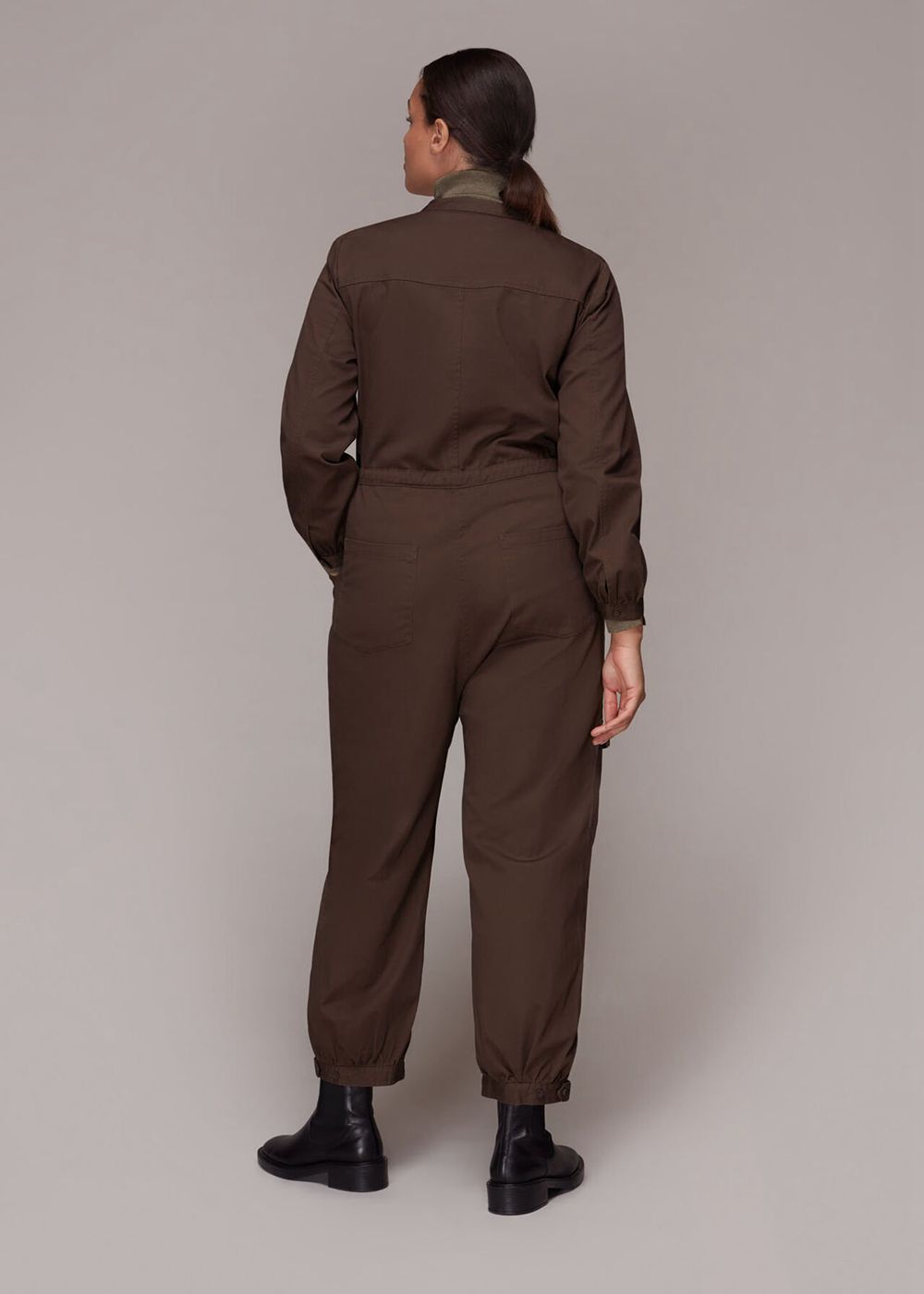 Whistles Sadie Utility Tie Jumpsuit Brown | US-56731FCVA