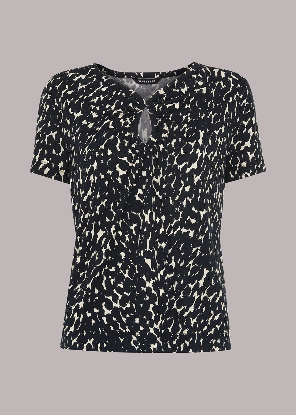 Whistles Sahara Cat Keyhole T-Shirt Black / Multicolor | US-43708LVTX