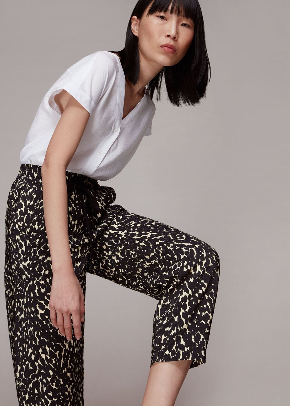 Whistles Sahara Cat Printed Pants Black / Multicolor | US-34718FXOU