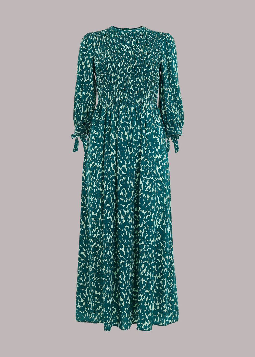 Whistles Sahara Cat Shirred Midi Dress Green / Multicolor | US-76240LDOA