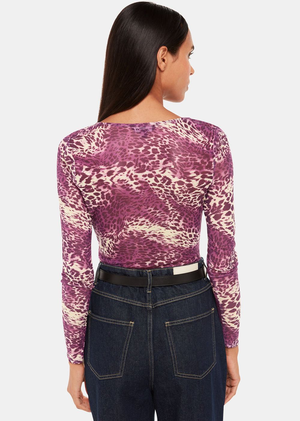 Whistles Sahara Leopard Mesh Ruched Top Pink / Multicolor | US-57834PFDX