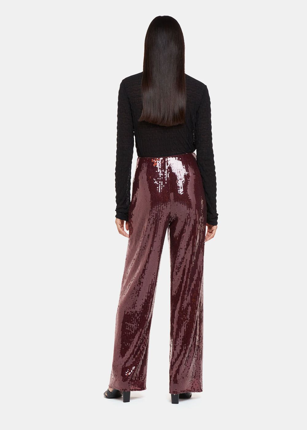 Whistles Sandra Sequin Pants Aubergine | US-17028SQXN