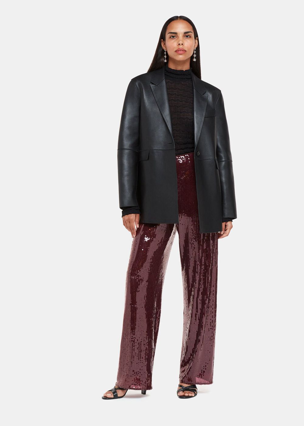 Whistles Sandra Sequin Pants Aubergine | US-17028SQXN