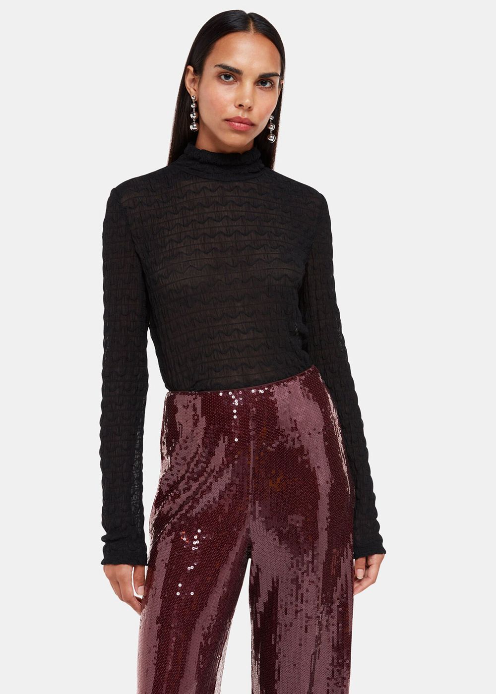 Whistles Sandra Sequin Pants Aubergine | US-17028SQXN