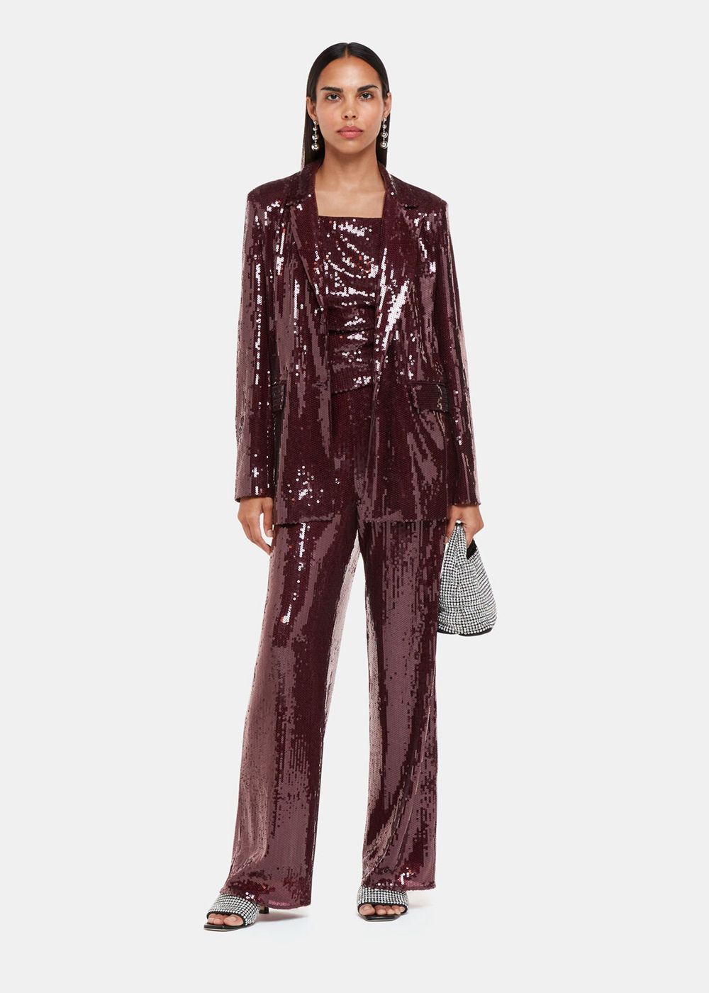 Whistles Sandra Sequin Pants Aubergine | US-17028SQXN