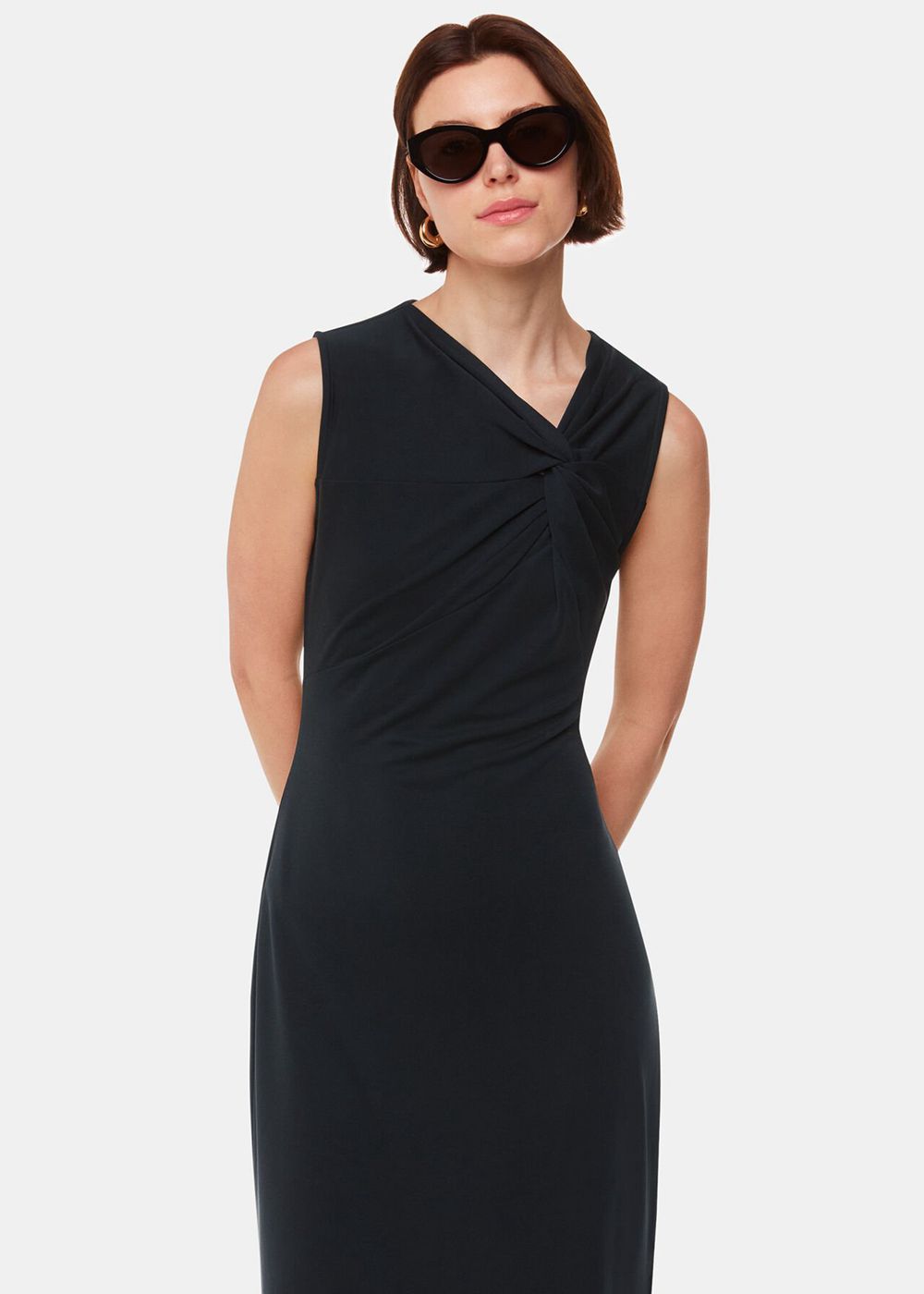 Whistles Saoirse Twist Jersey Dress Black | US-31976YWBD