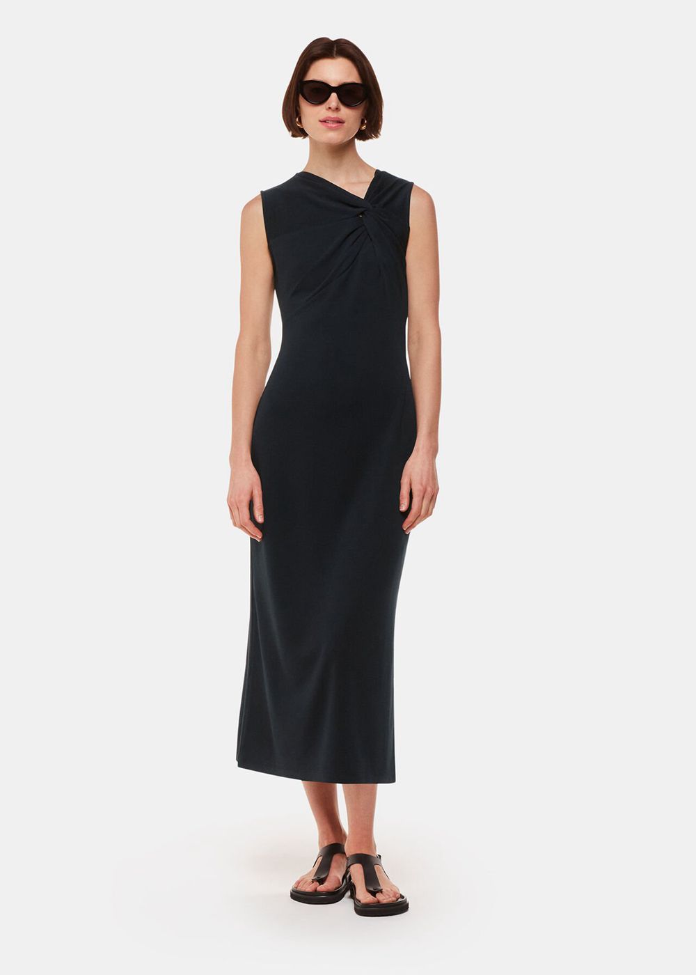 Whistles Saoirse Twist Jersey Dress Black | US-31976YWBD