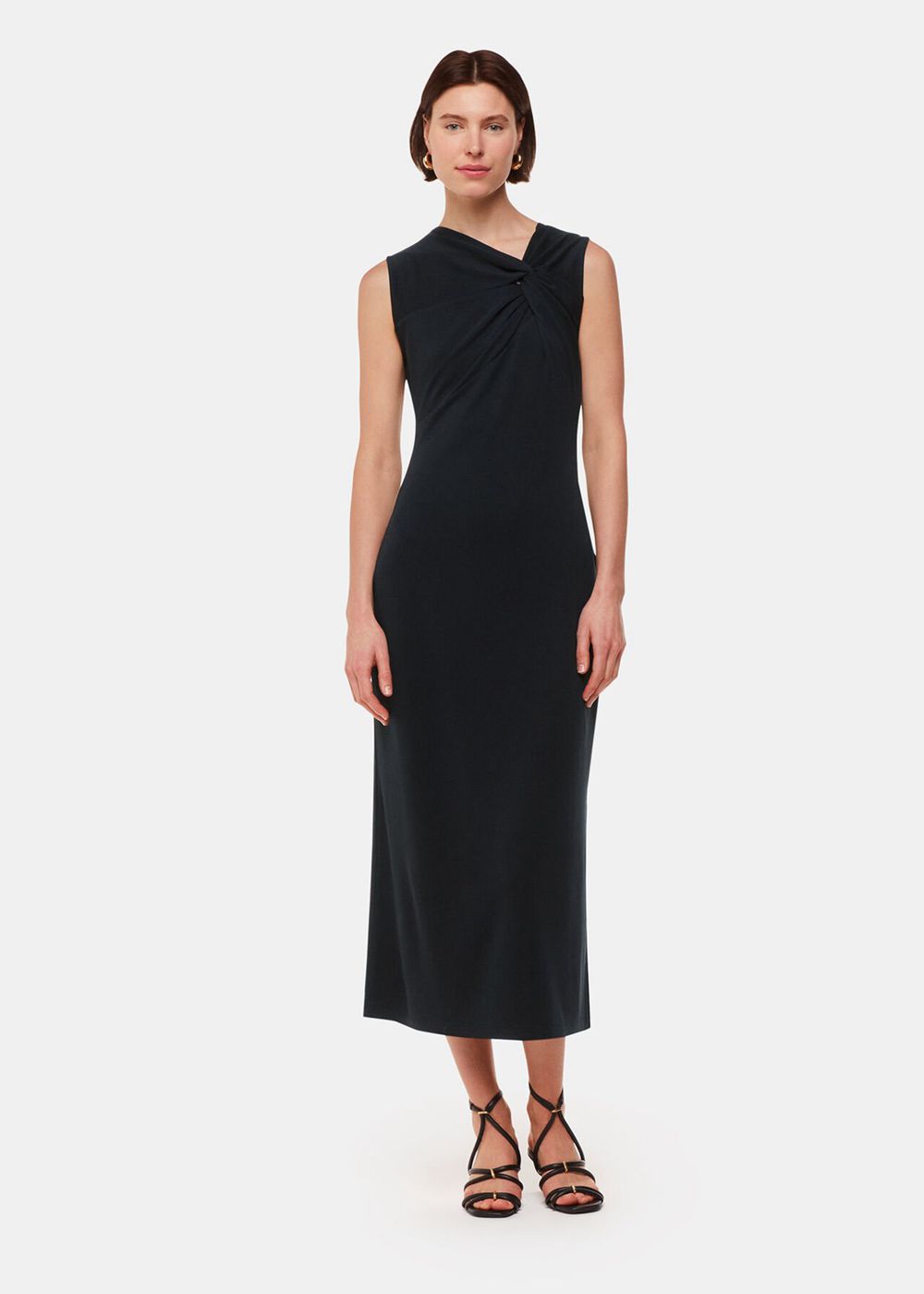 Whistles Saoirse Twist Jersey Dress Black | US-31976YWBD