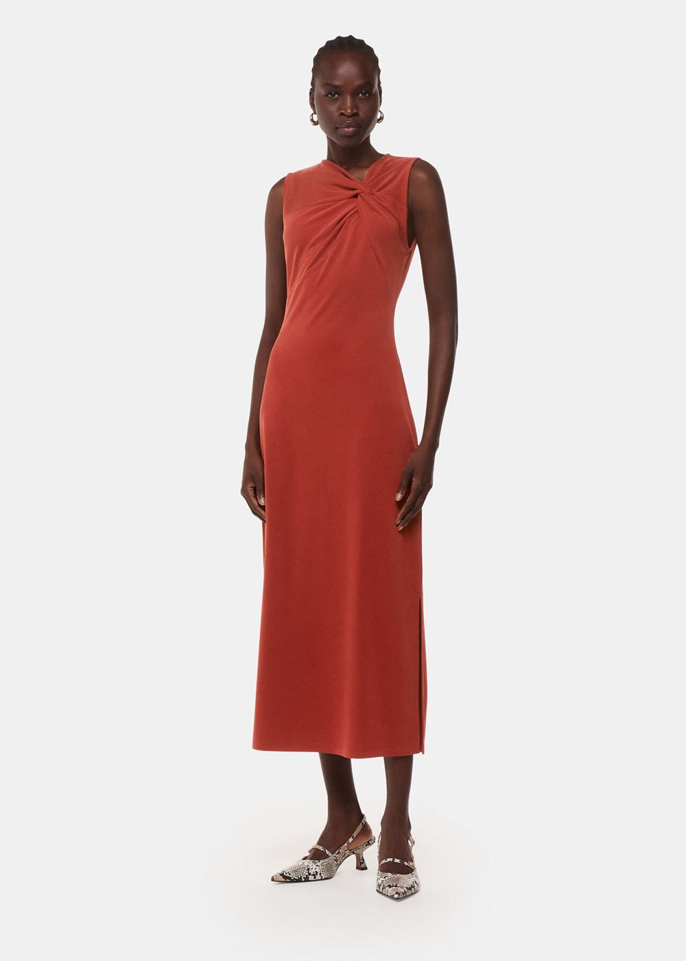 Whistles Saoirse Twist Jersey Dress Red | US-16879KODQ