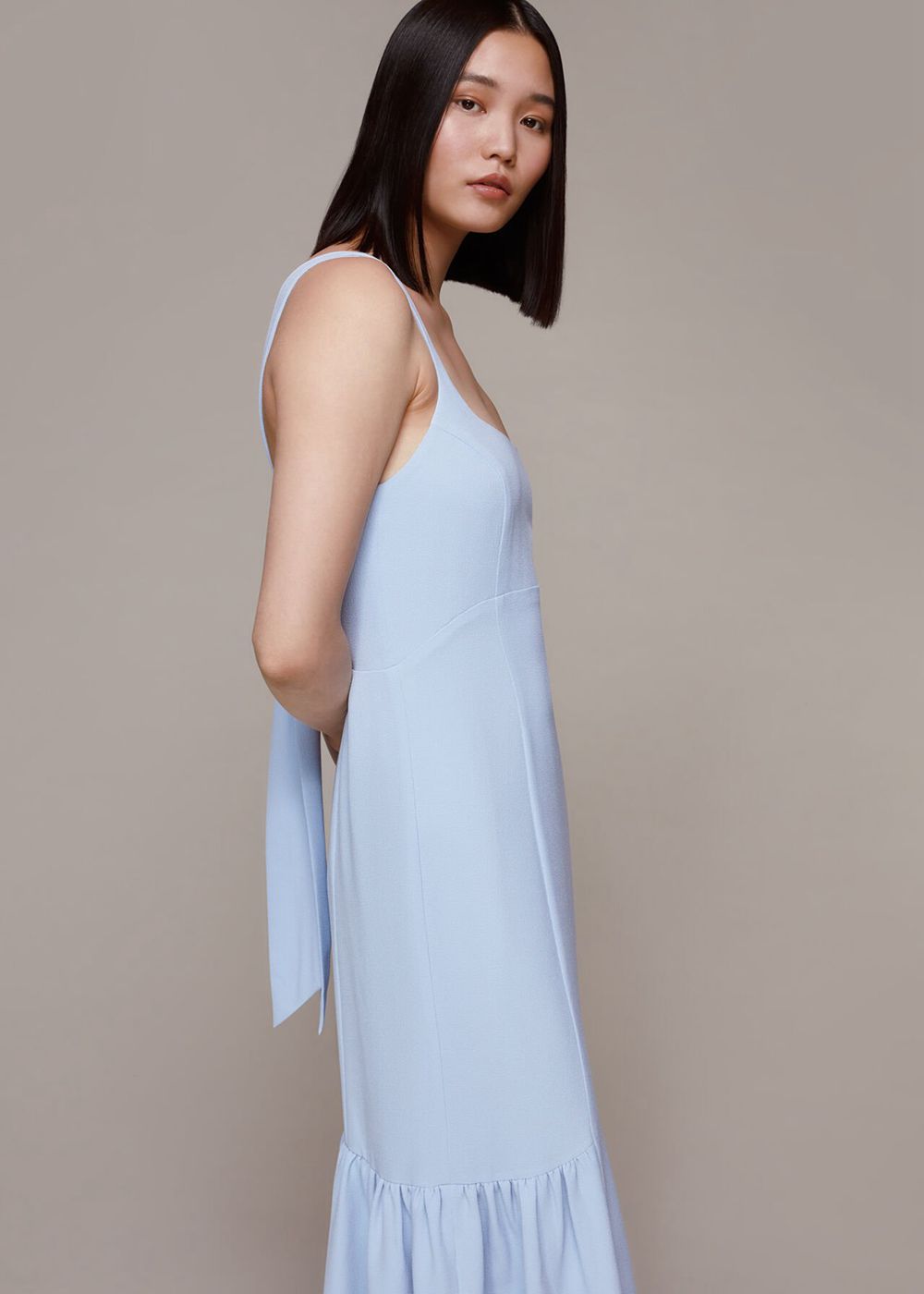 Whistles Sarah Tie Detail Dress Blue | US-24710MYDJ