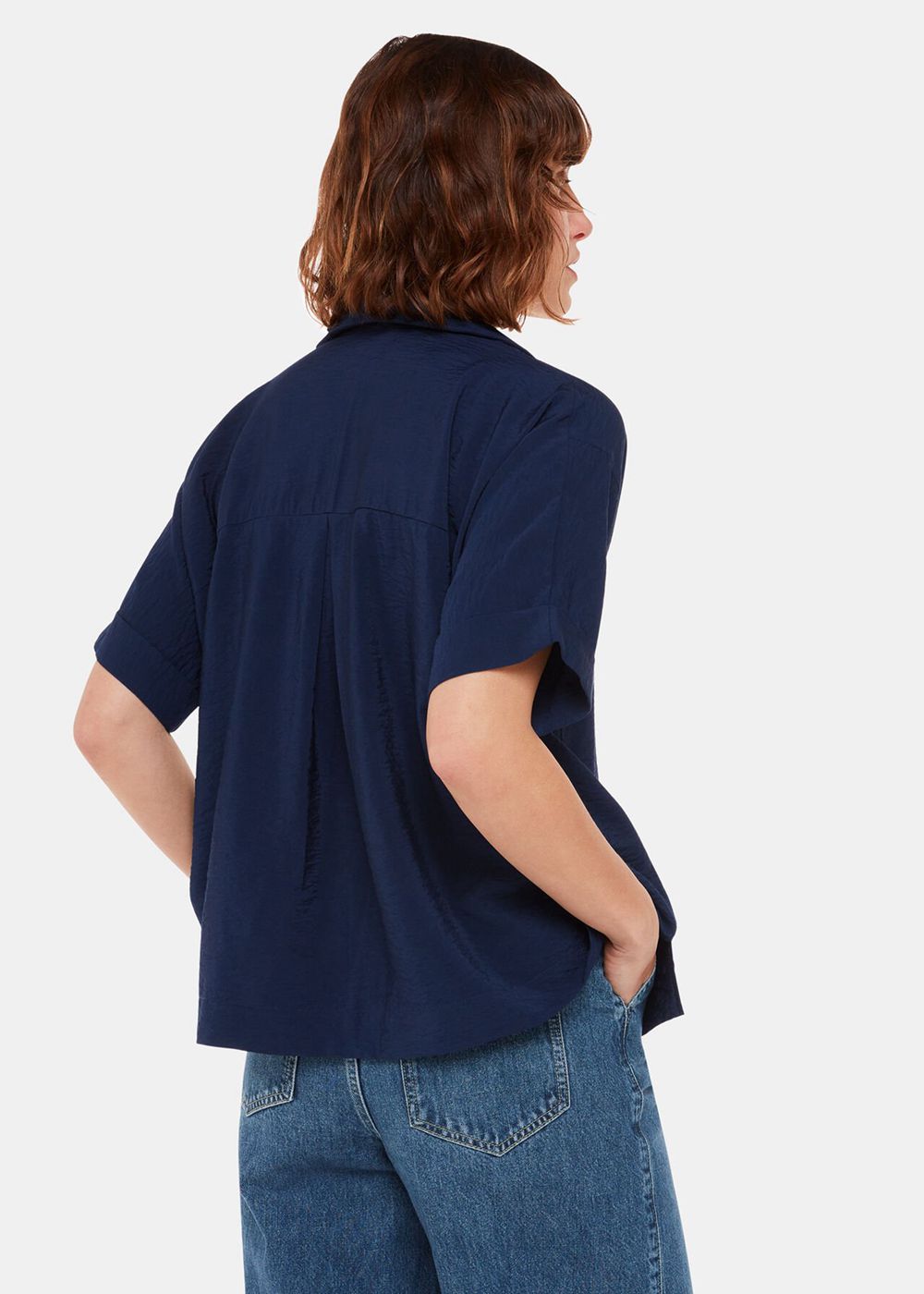 Whistles Sasha Relaxed Shirts Navy | US-69317ATCZ