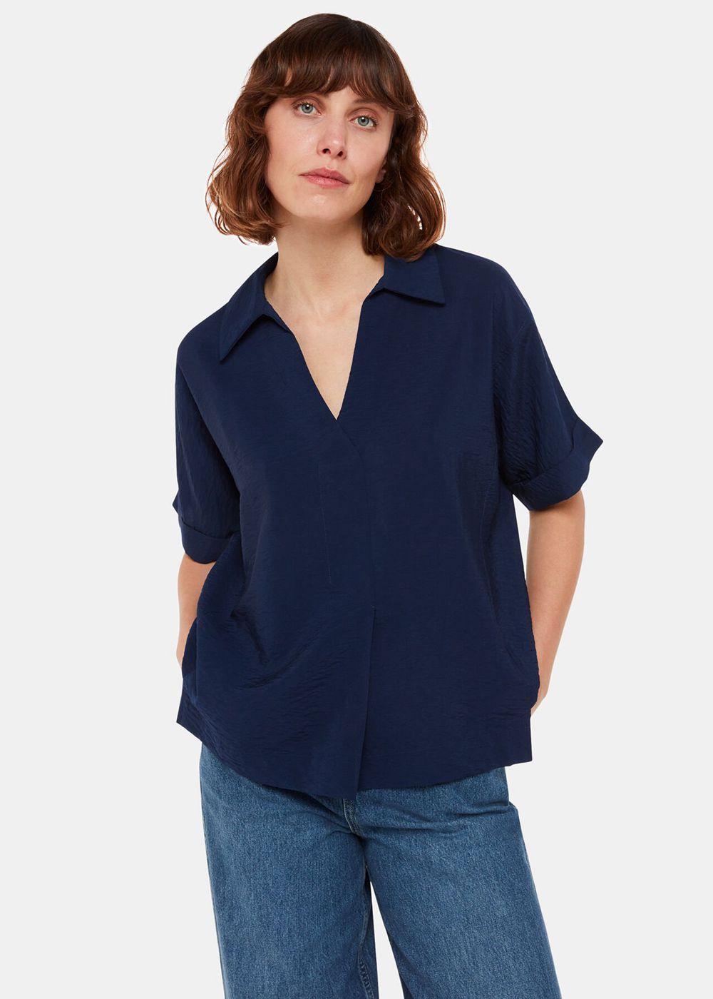 Whistles Sasha Relaxed Shirts Navy | US-69317ATCZ