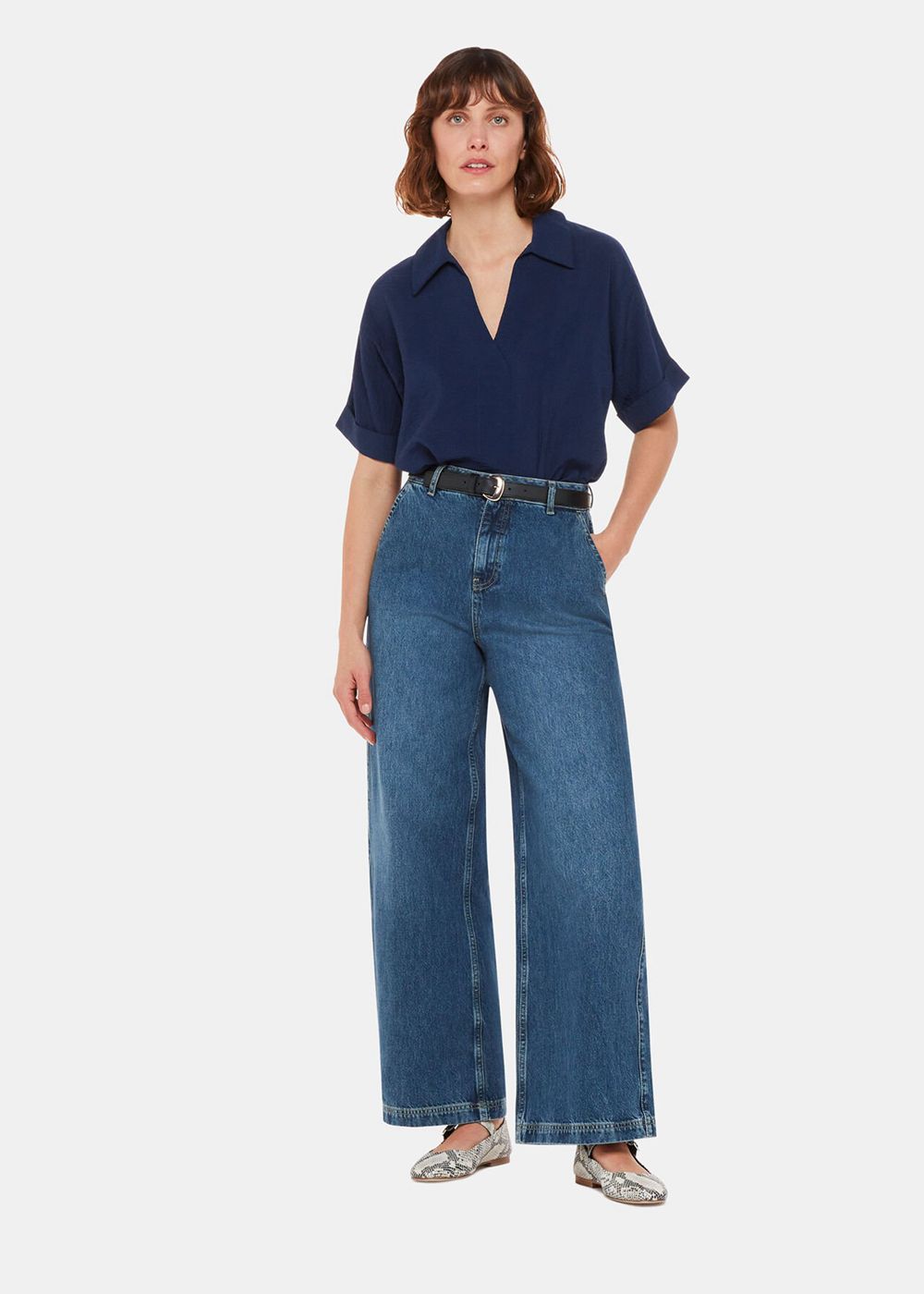 Whistles Sasha Relaxed Shirts Navy | US-69317ATCZ