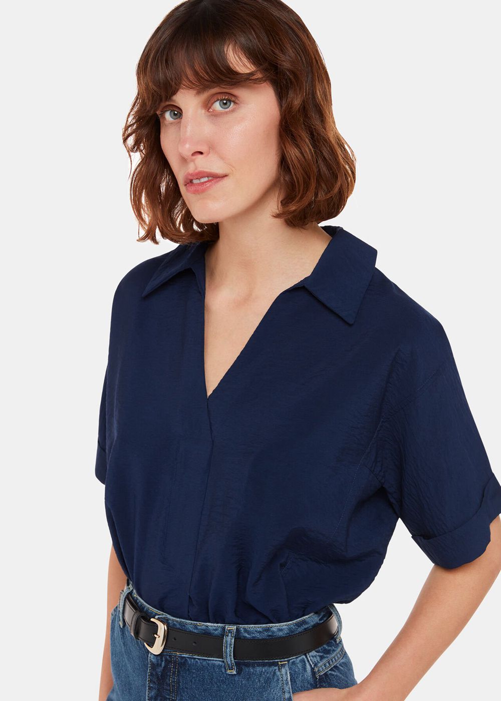 Whistles Sasha Relaxed Shirts Navy | US-69317ATCZ