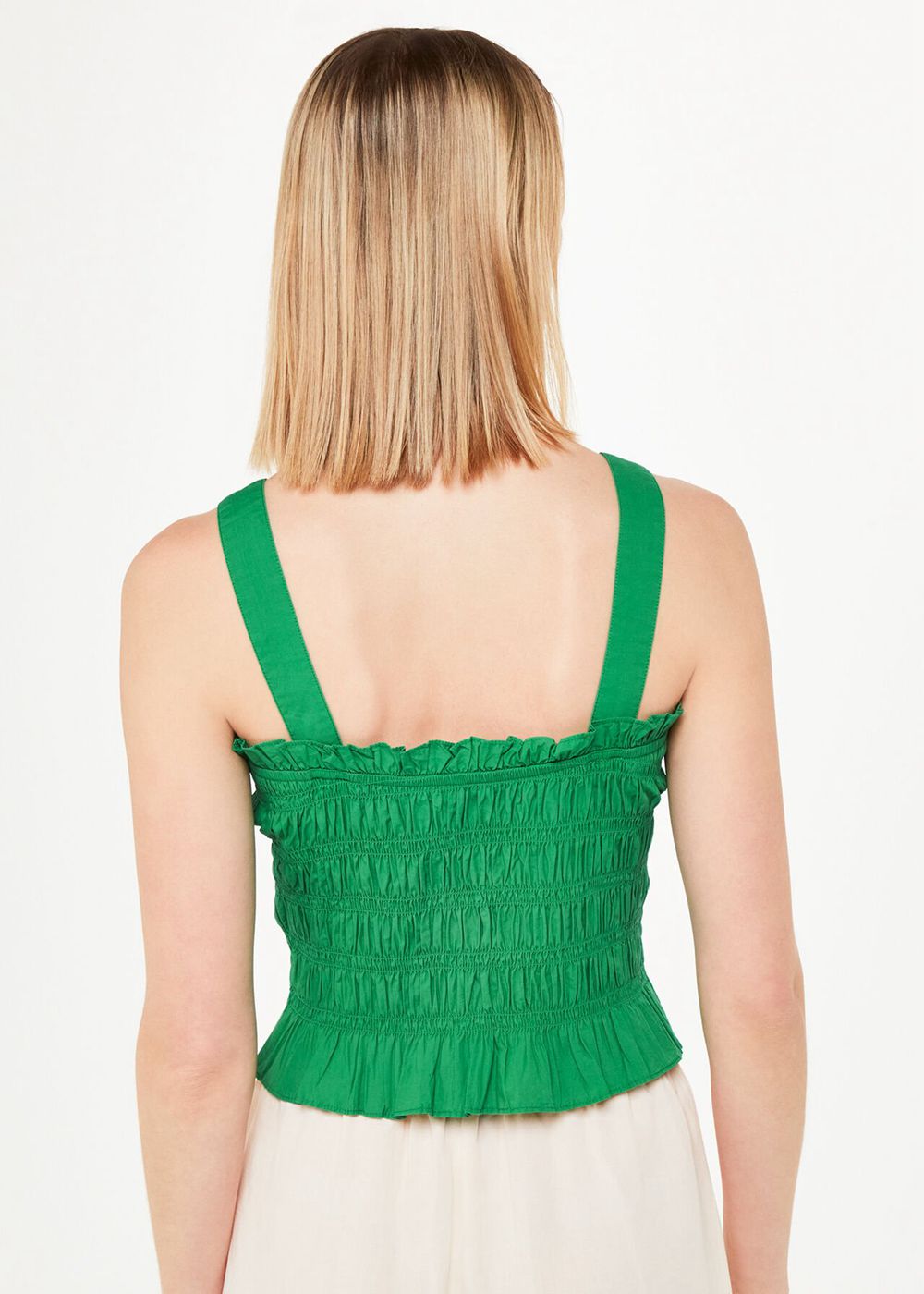 Whistles Saskia Crinkle Strappy Top Green | US-93524IFUZ